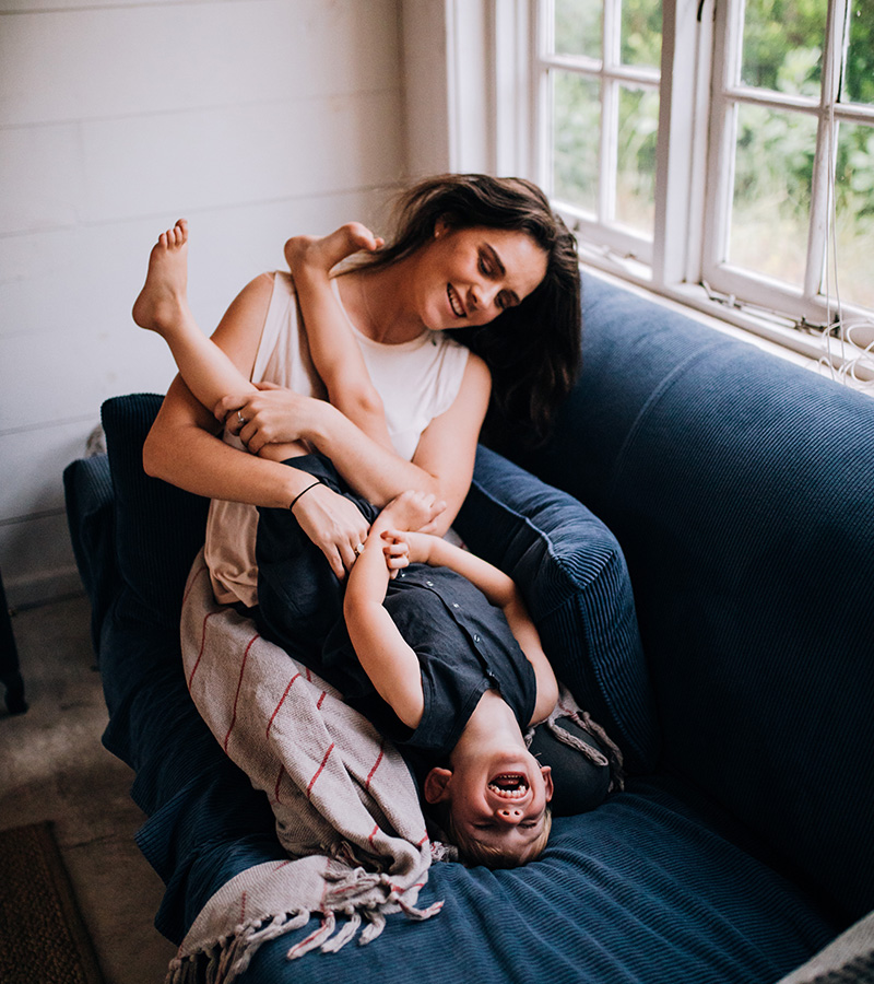 Mother and child playing